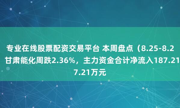 专业在线股票配资交易平台 本周盘点（8.25-8.29）：甘肃能化周跌2.36%，主力资金合计净流入187.21万元
