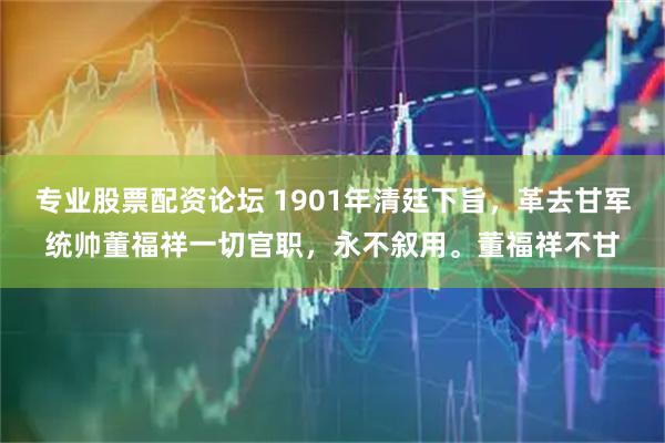 专业股票配资论坛 1901年清廷下旨，革去甘军统帅董福祥一切官职，永不叙用。董福祥不甘